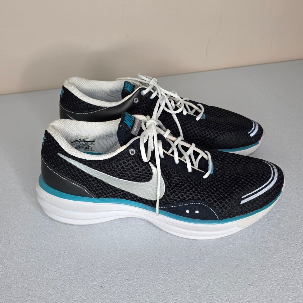 Nike Lunartrain Running Shoes Womens 11 Black Teal Mesh 318117-004 Gym Exercise